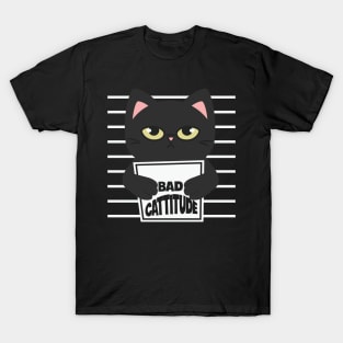 Bad Cattitude Funny T-Shirt